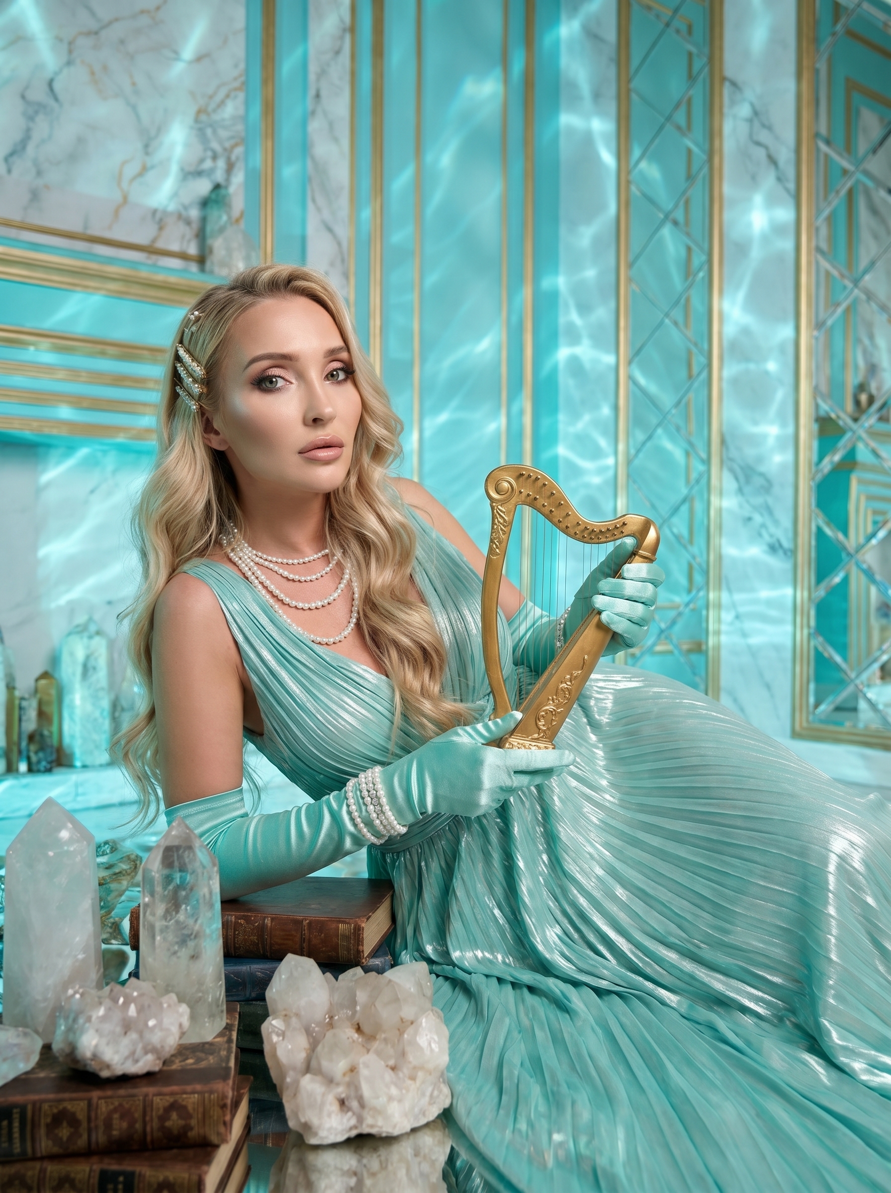 Нейрофотосессия: Fantasy Luxury с золотой арфой и кристаллами