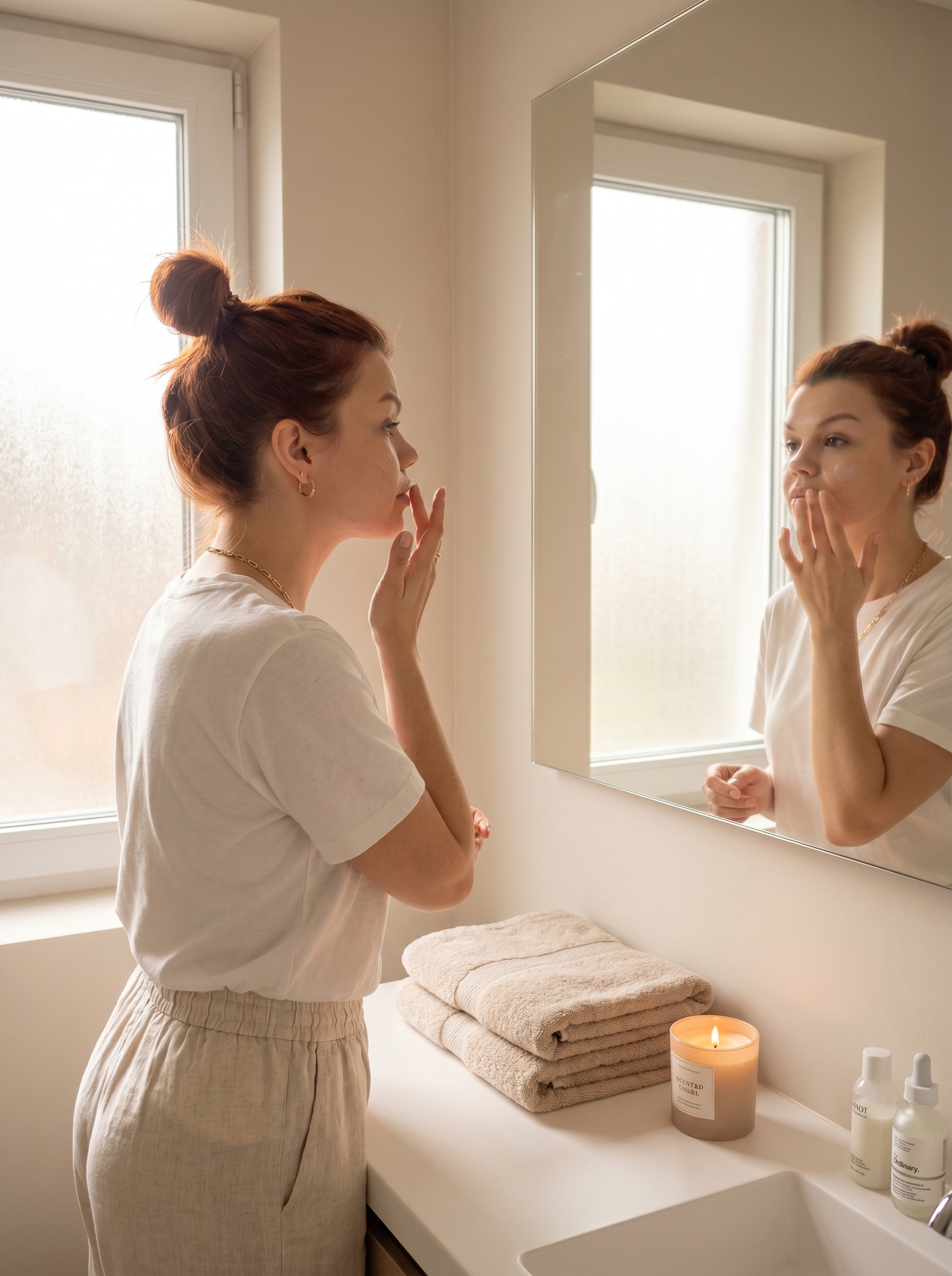 Нейрофотосессия: утро в ванной, self-care рутина