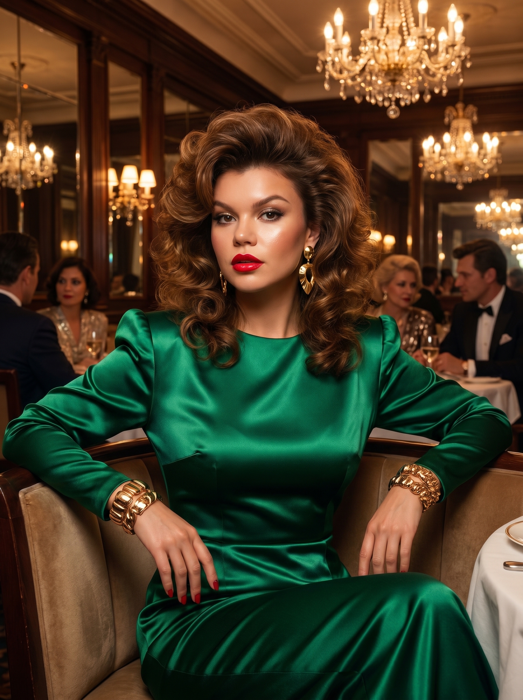 Нейрофотосессия: luxury glamour 80-х в изумрудном платье