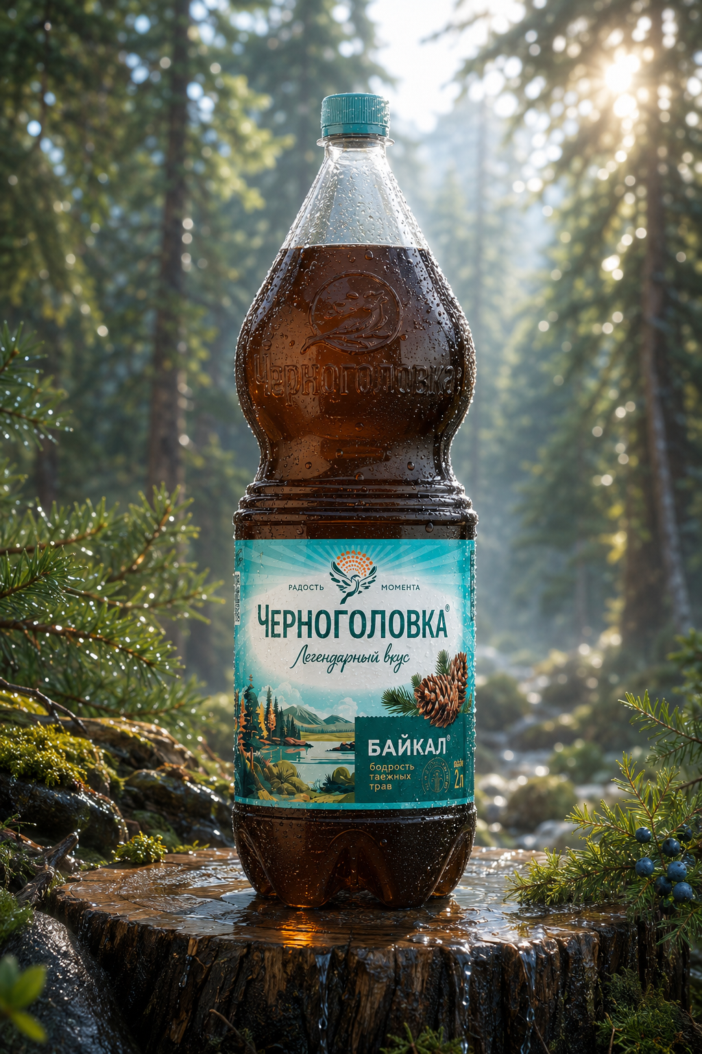 Нейрофотосессия премиум продукта в лесу после дождя