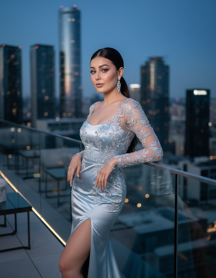 Нейрофотосессия: luxury editorial на крыше небоскрёба