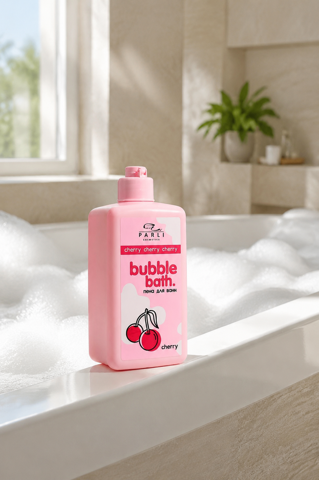 Рекламное нейрофото товара в ванной для SPA-ритуала