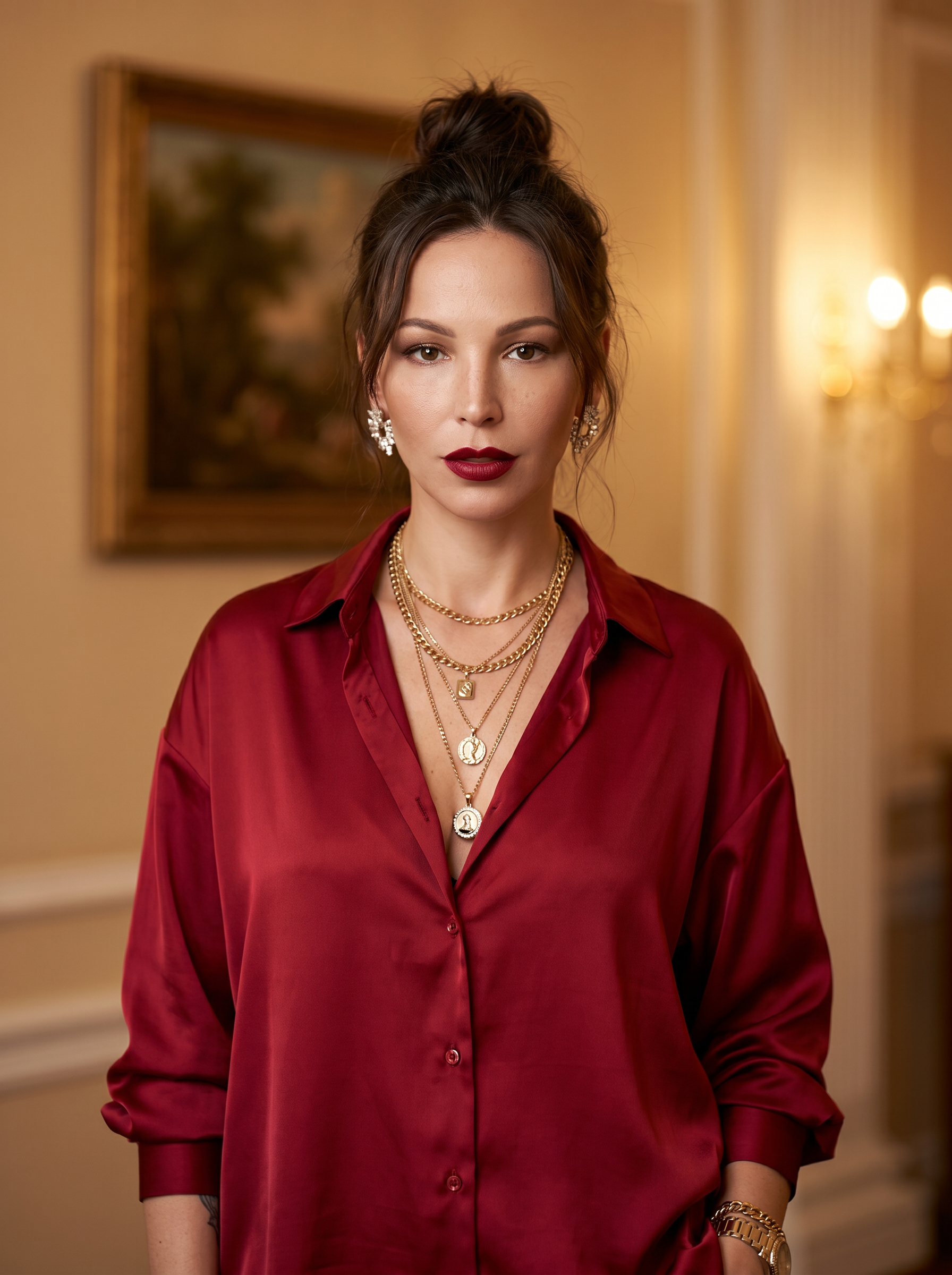 Нейрофотосессия: fashion editorial портрет в тёплом свете