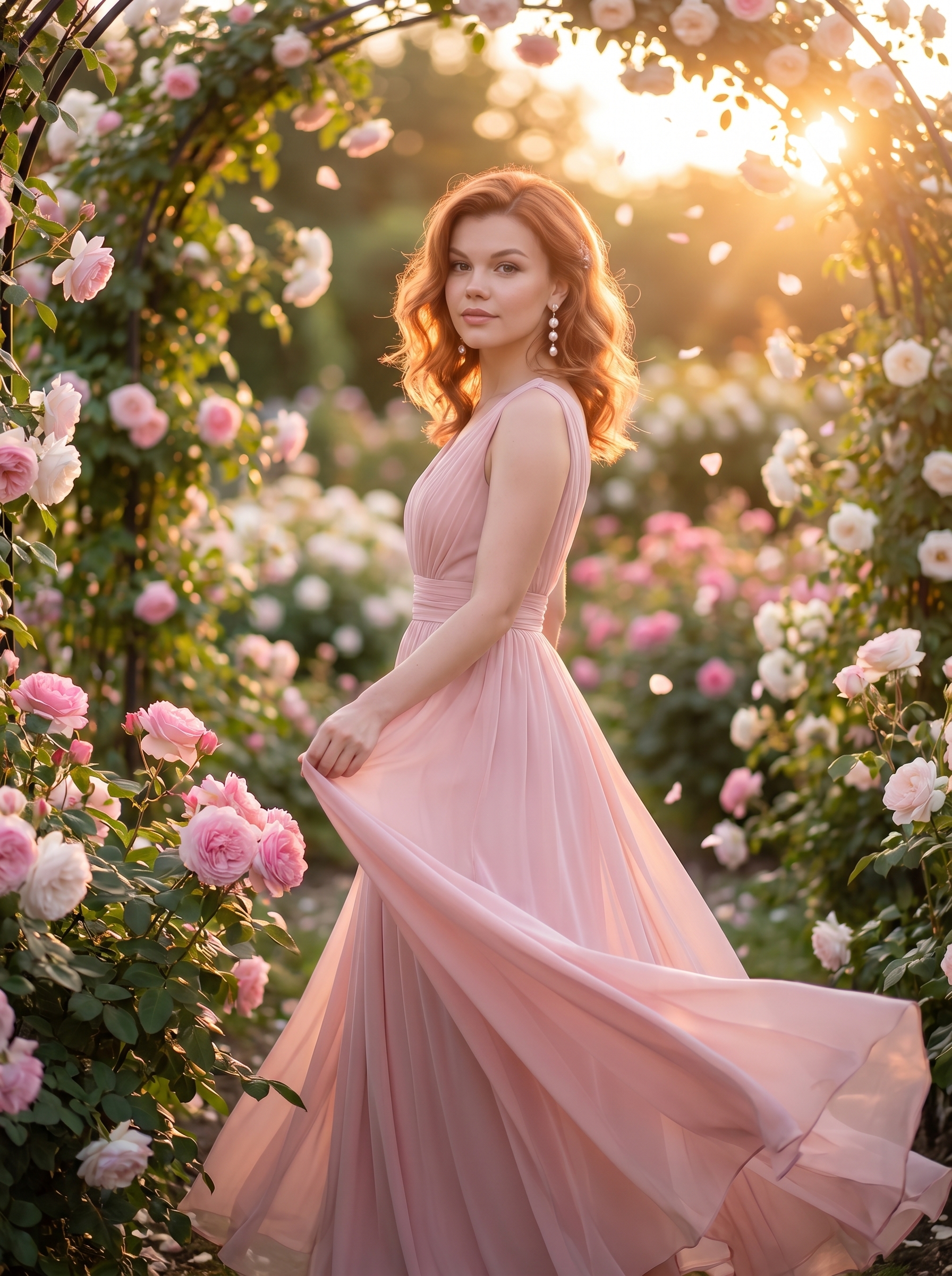 Нейрофотосессия: романтика в цветущем саду, golden hour